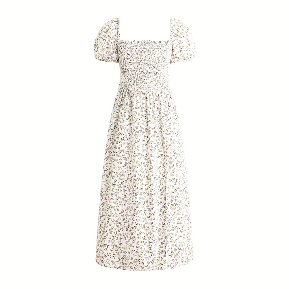 SOLD J Crew Floral Smocked Midi Dress with Slit